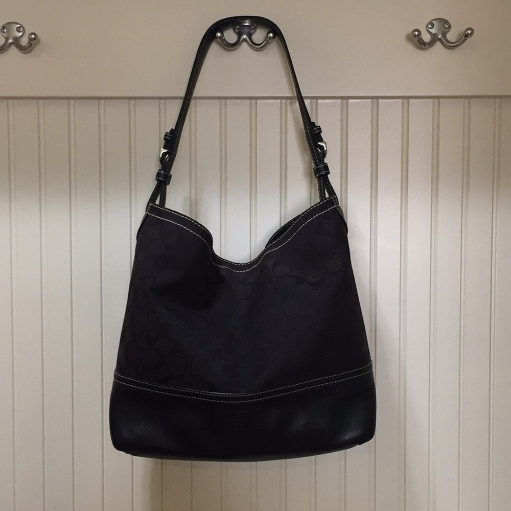 Black canvas and leather Coach purse
